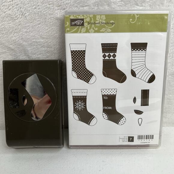 Stampin Up STITCHED STOCKINGS Coordinating Punch Christmas Winter Retired XL - Picture 2 of 11